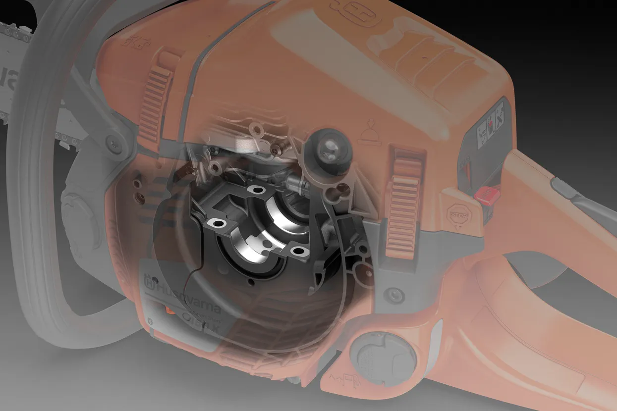 Patentirano hibridno ohišje ročične gredi Husqvarna